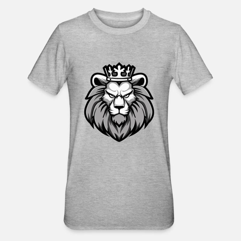 Löwe Krone - Unisex Polycotton T-Shirt - Grau meliert