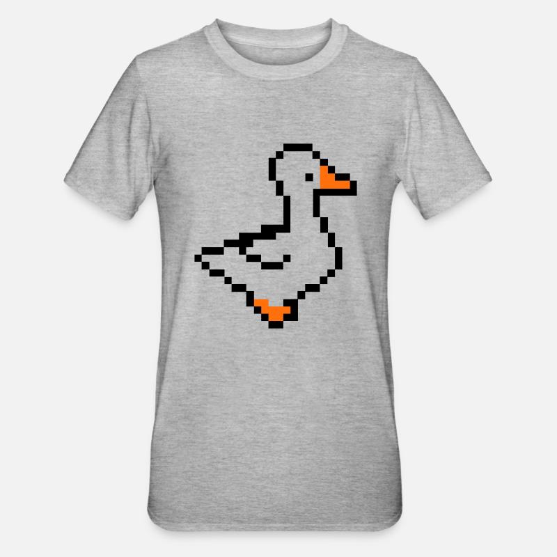 pixel ente - Unisex Polycotton T-Shirt - Grau meliert