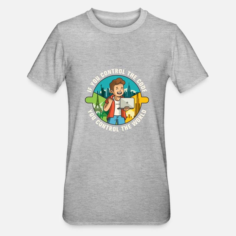 Si vous contrôlez le code, vous contrôlez le monde - T-shirt polycoton Unisexe - gris chiné