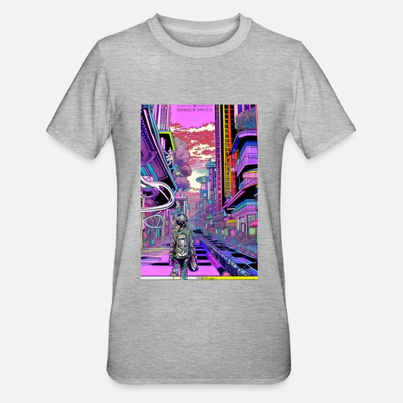 sidback unltd - Neo Tokyo 2245 - T-shirt polycoton Unisexe - gris chiné