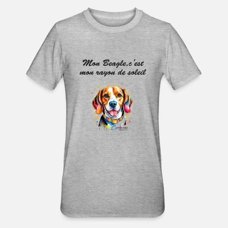 beagle rayon de soleil - T-shirt polycoton Unisexe - gris chiné