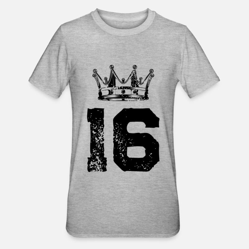 16 Couronne numérique - T-shirt polycoton Unisexe - gris chiné