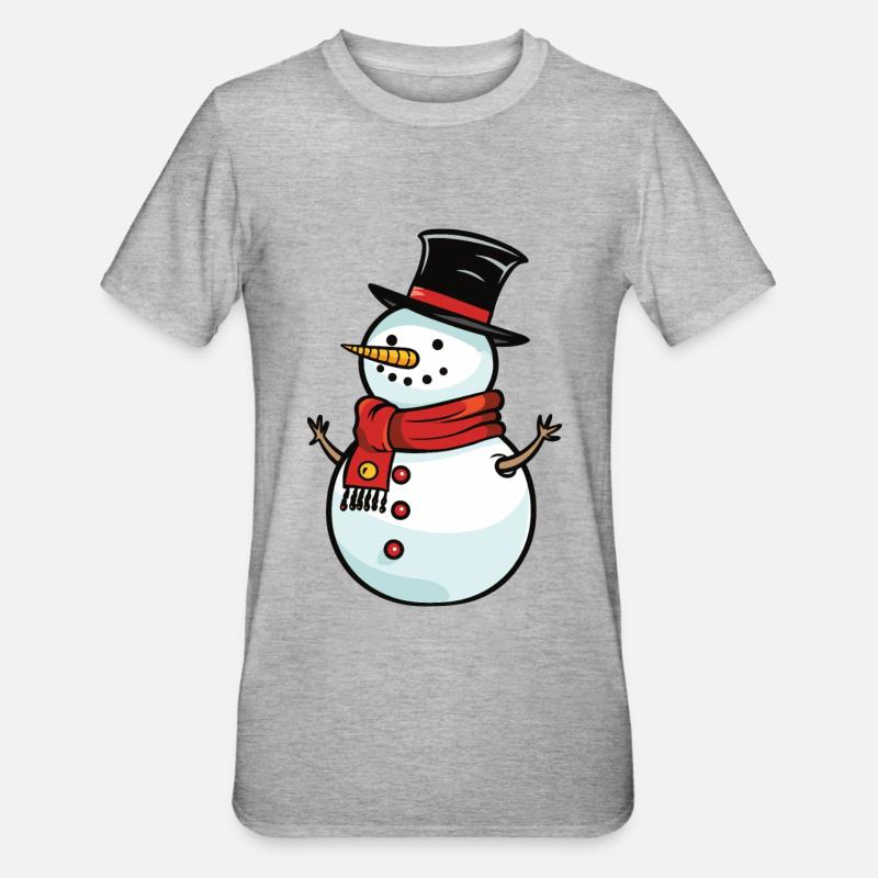 Snögubbe, Vinter, Jul, Snö - Polycotton-T-shirt unisex - gråmelerad