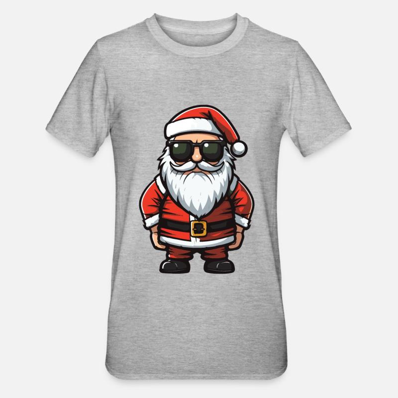 Weihnachtsmann Comic Santa - Unisex Polycotton T-Shirt - Grau meliert
