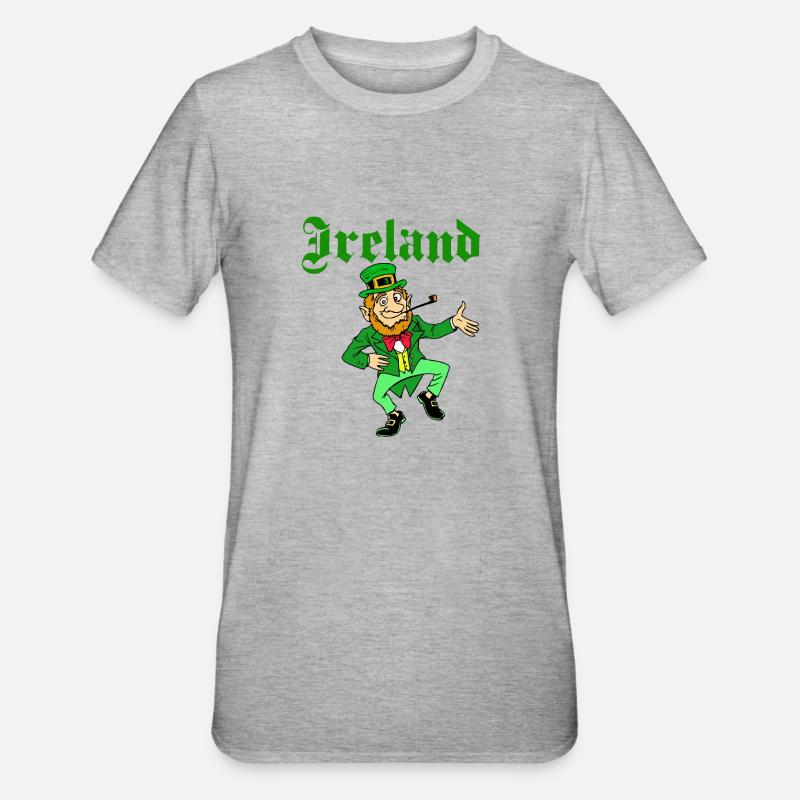 Irlande St Patrick Leprechaun - T-shirt polycoton Unisexe - gris chiné