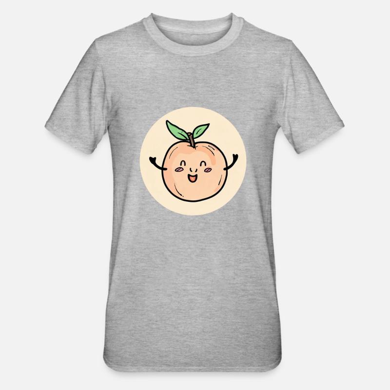 Fröhlicher Aprikose - Unisex Polycotton T-Shirt - Grau meliert