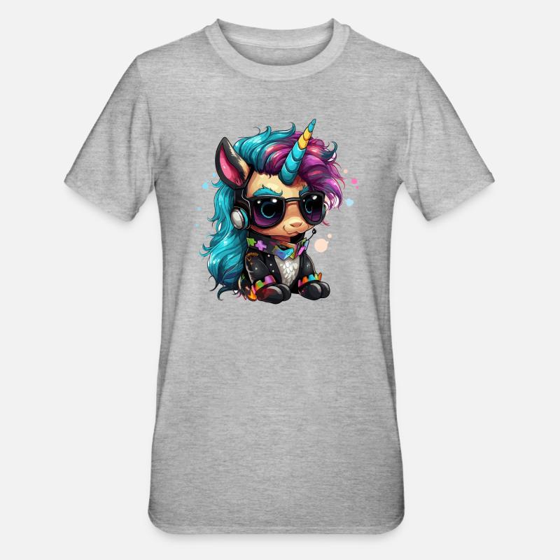 Punker Einhorn Design - Unisex Polycotton T-Shirt - Grau meliert