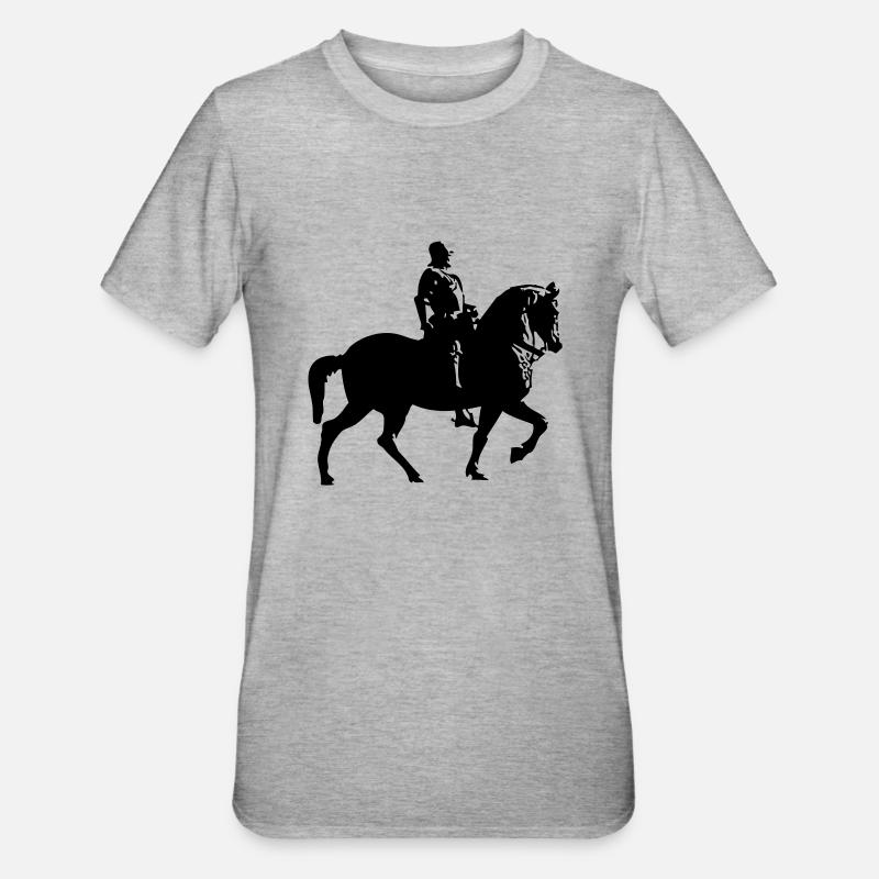 cheval et le cavalier - T-shirt polycoton Unisexe - gris chiné