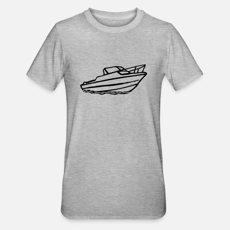 Schiff Motorboot - Unisex Polycotton T-Shirt - Grau meliert