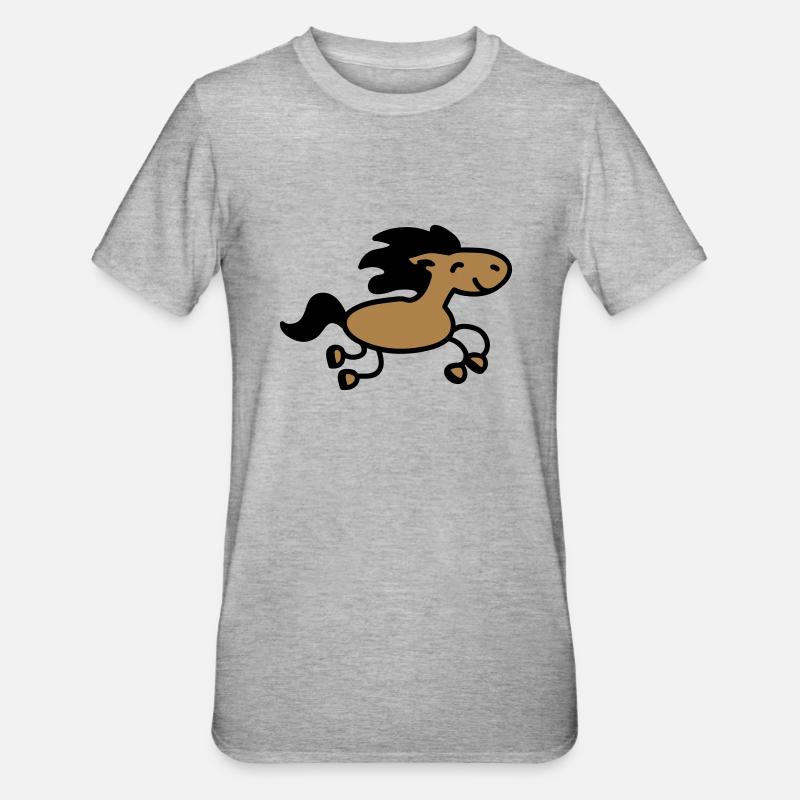 Pferd springt 2 - Unisex Polycotton T-Shirt - Grau meliert