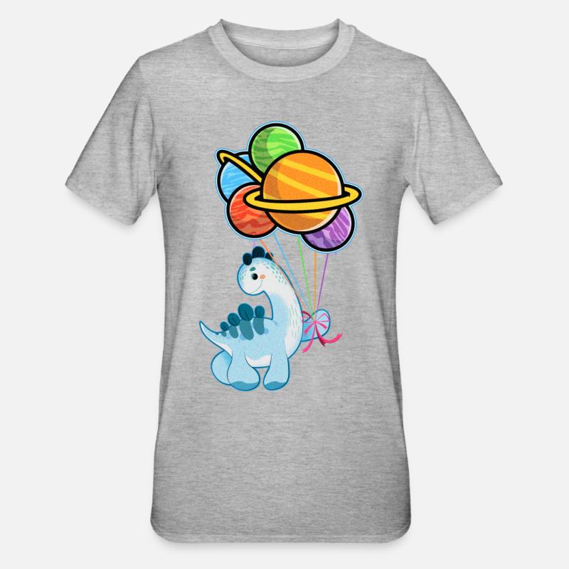 Netter kleiner Dinosaurier-Dinosaurier, planet - Unisex Polycotton T-Shirt - Grau meliert