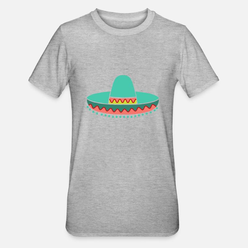 Straw hat Sombrero - Unisex Polycotton T-Shirt - heather grey