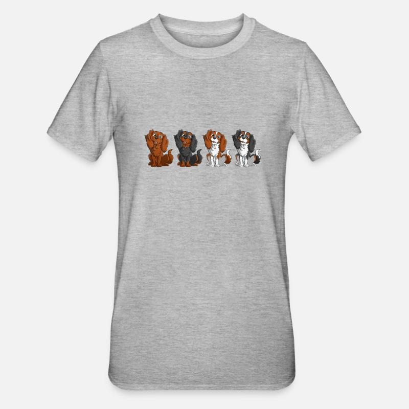 Cavalier King Charles - Ligne - T-shirt polycoton Unisexe - gris chiné