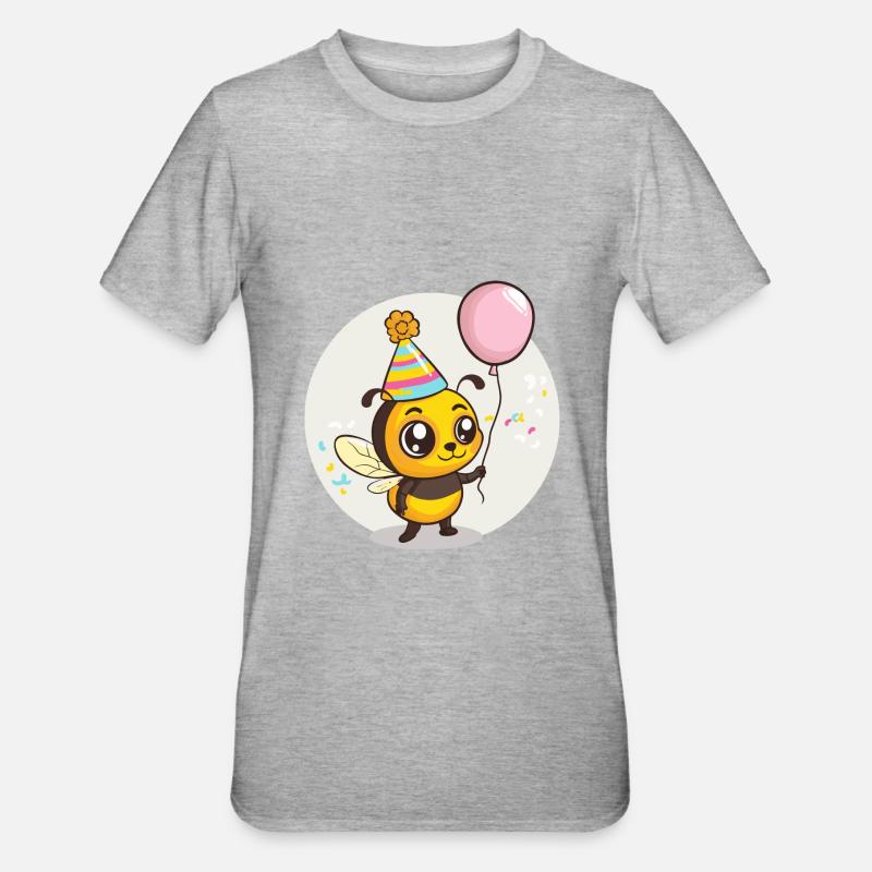 Bande dessinée d’anniversaire d’abeille - T-shirt polycoton Unisexe - gris chiné