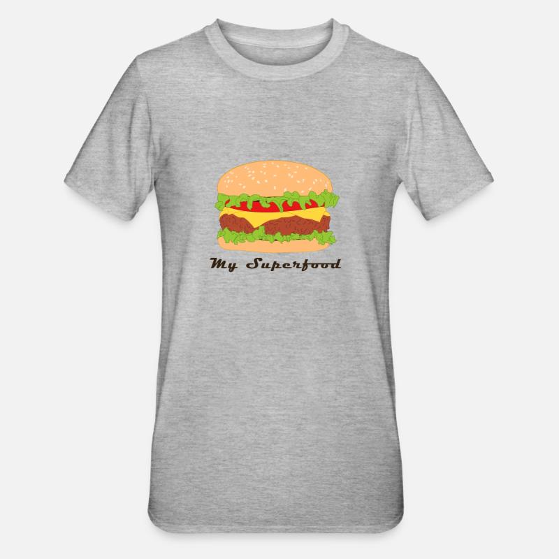 Comic Hamburger avec slogan - T-shirt polycoton Unisexe - gris chiné