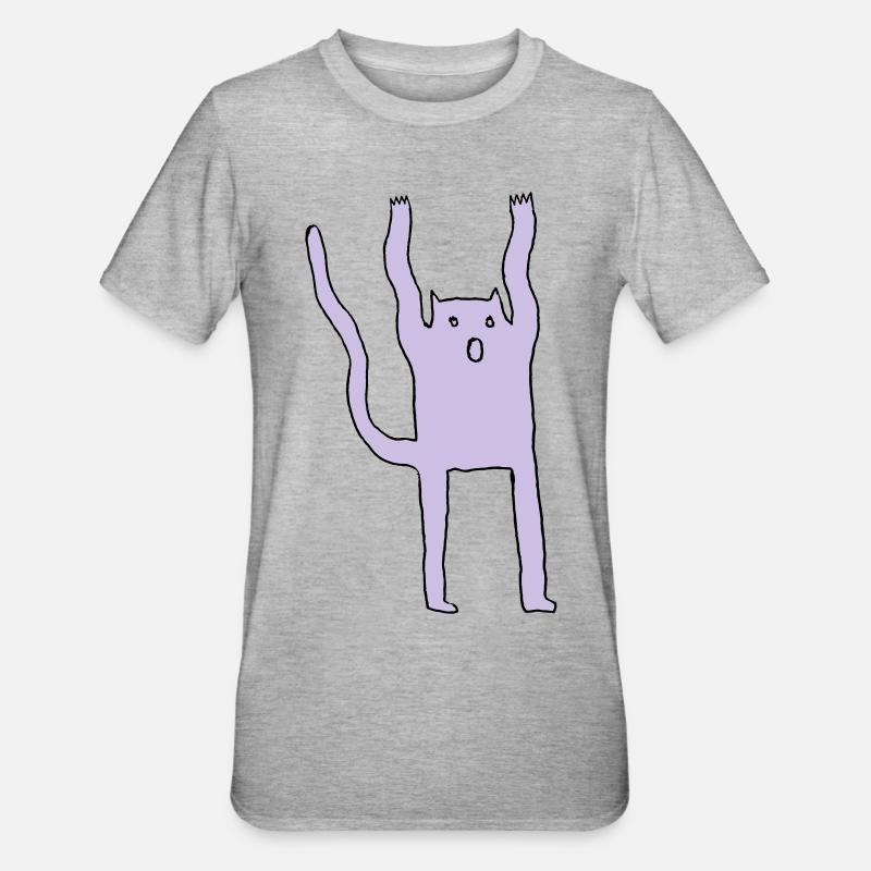 Ailurophobie, Buh-Katz - Unisex Polycotton T-Shirt - Grau meliert