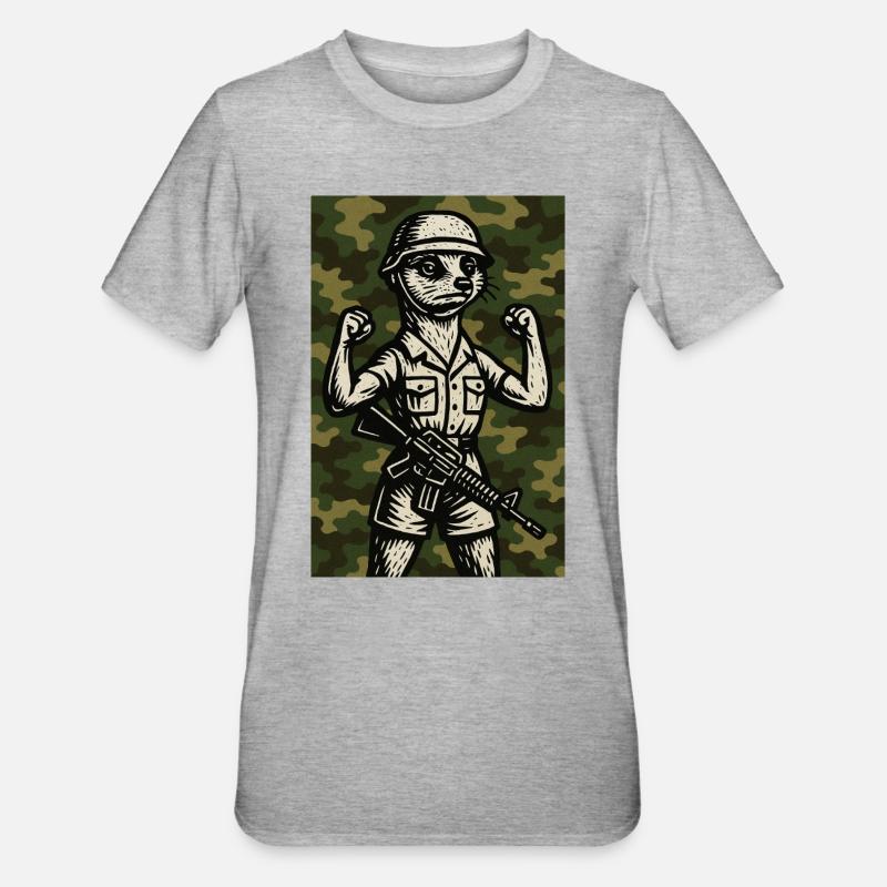 erdmännchen comic helden - Unisex Polycotton T-Shirt - Grau meliert