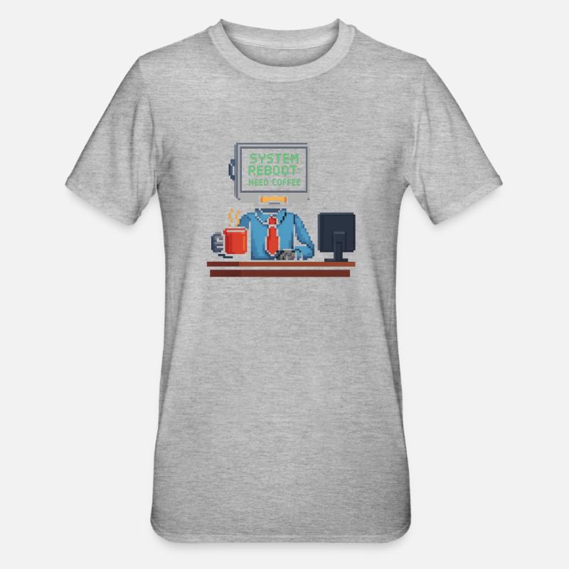 Le redémarrage du système a besoin de café - T-shirt polycoton Unisexe - gris chiné