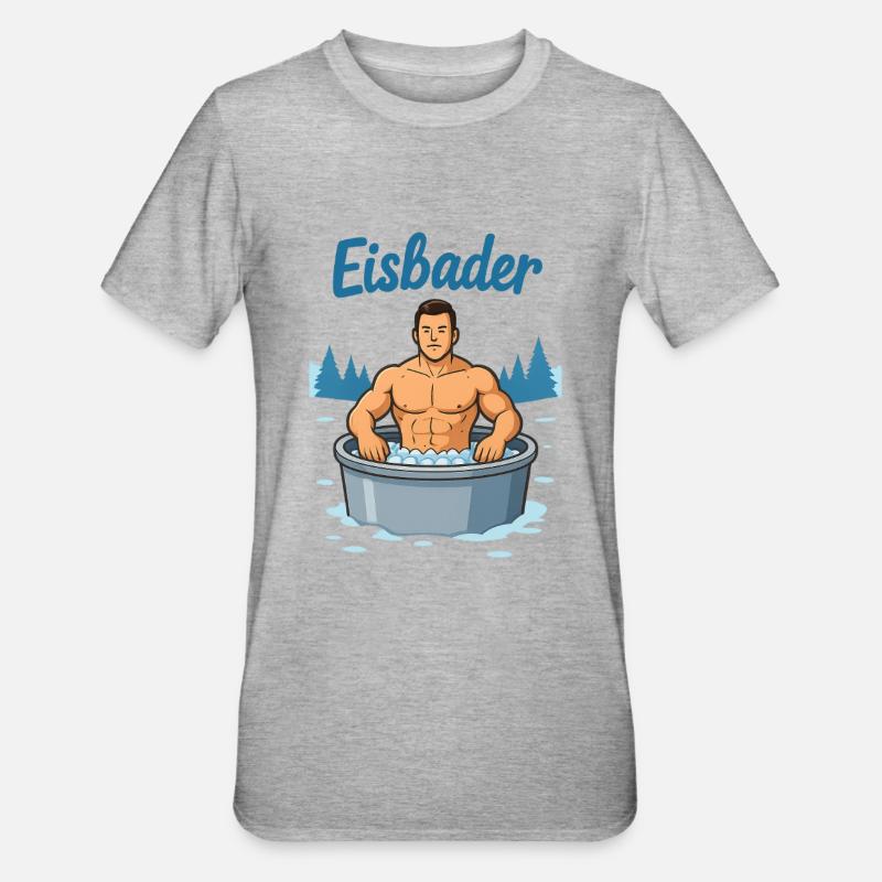 Eisbader Muskelmann im Eisbad - Unisex Polycotton T-Shirt - heather grey