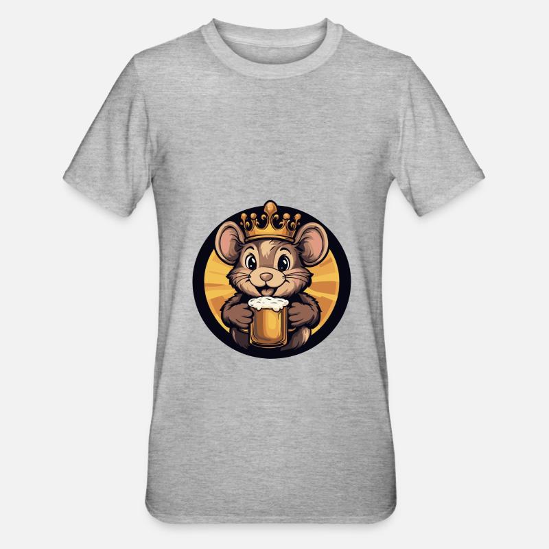 Maus Bier Comic - Unisex Polycotton T-Shirt - Grau meliert