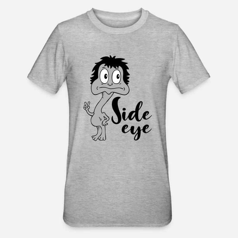 Sprüche Lustige Comic Side eye - Unisex Polycotton T-Shirt - Grau meliert
