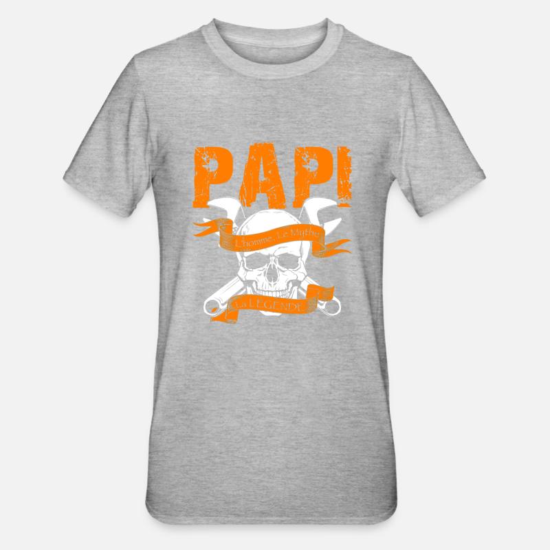 papi la legende - T-shirt polycoton Unisexe - gris chiné