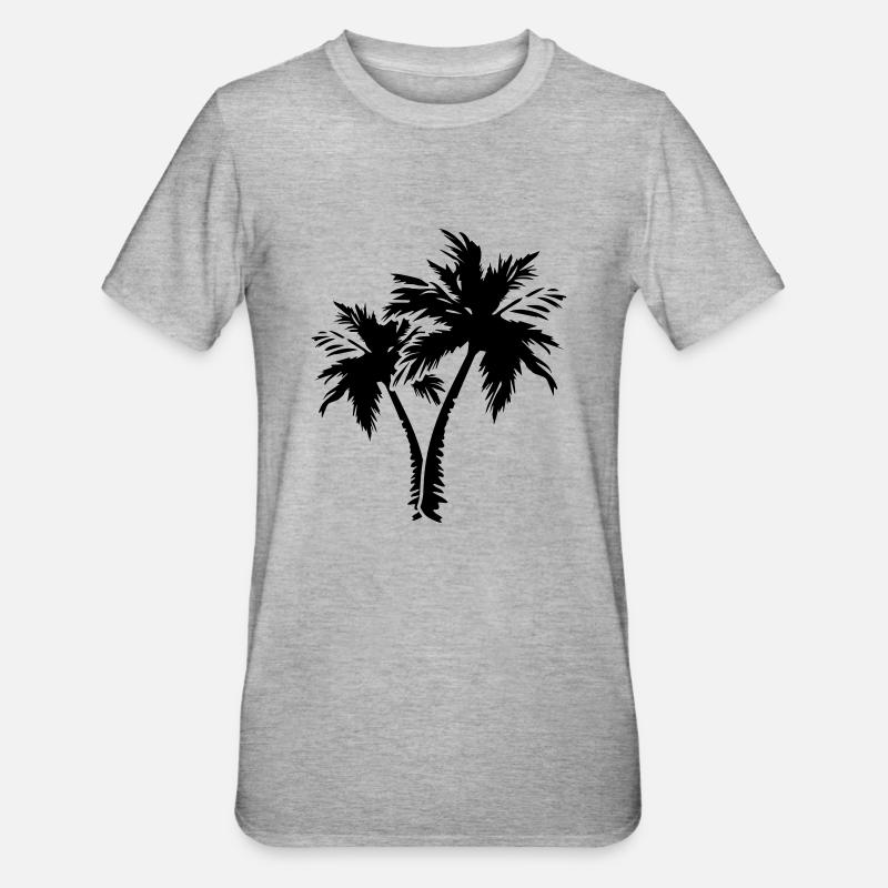 palm trees - Unisex Polycotton T-Shirt - Grau meliert