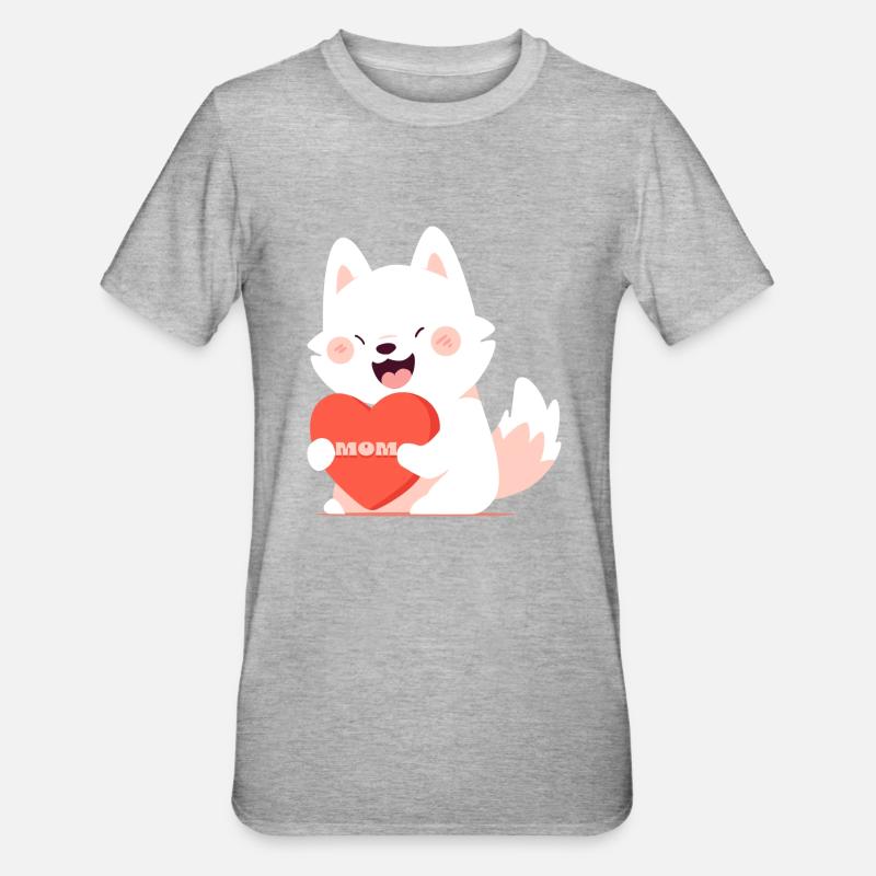 Chien aimant sa mère - T-shirt polycoton Unisexe - gris chiné