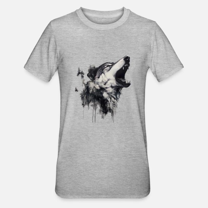 Die Wolfsangst, ein komplexes Phänomen - Unisex Polycotton T-Shirt - Grau meliert