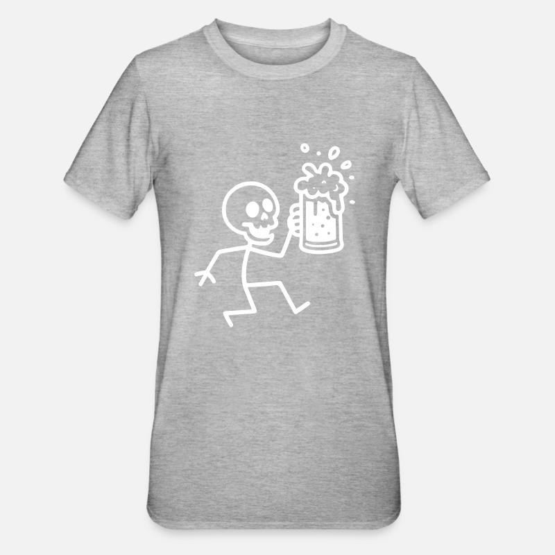 Squelette Bière Drôle - T-shirt polycoton Unisexe - gris chiné