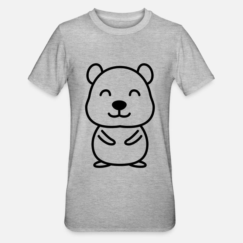 Hamster Comic Tier - Unisex Polycotton T-Shirt - Grau meliert