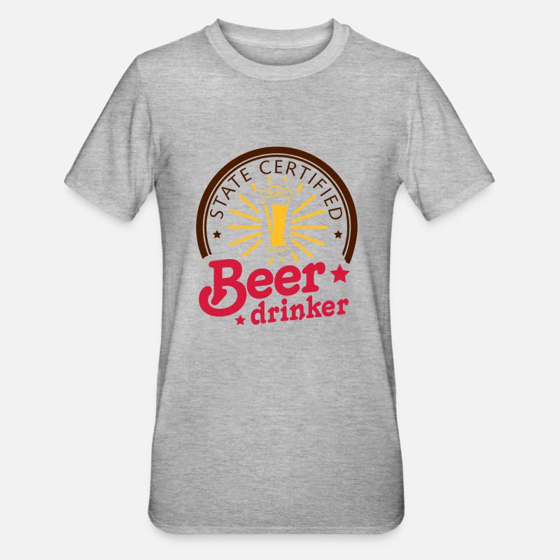 state certified beerdrinker - Unisex Polycotton T-Shirt - Grau meliert