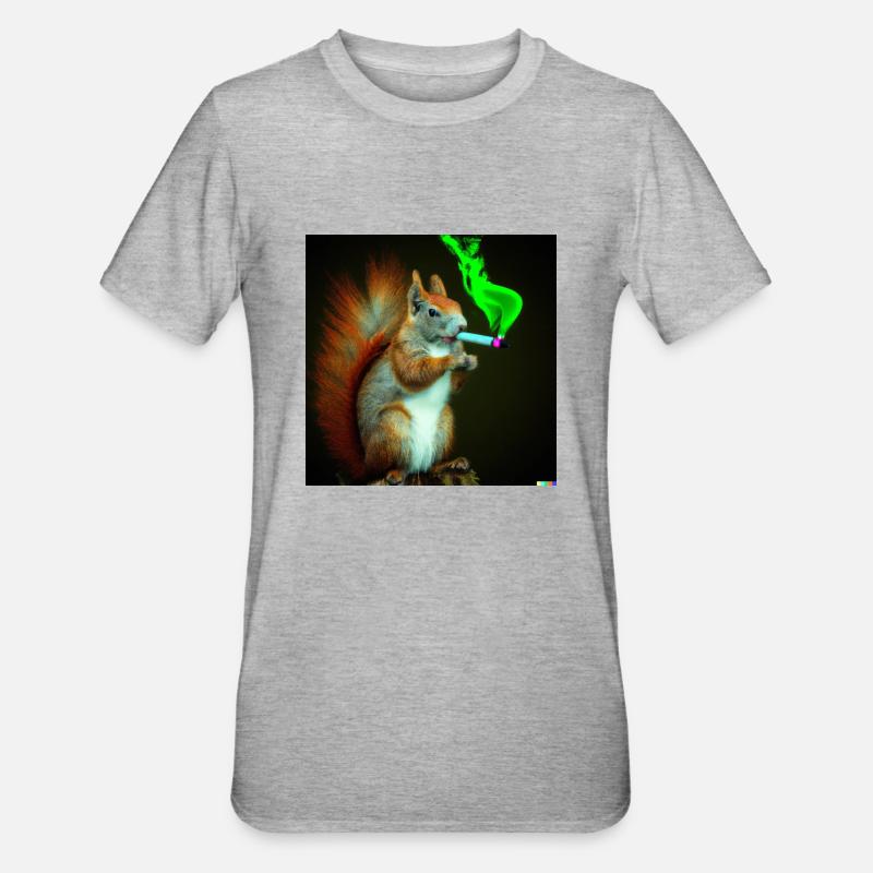 Neon Eichhörnchen - Unisex Polycotton T-Shirt - Grau meliert