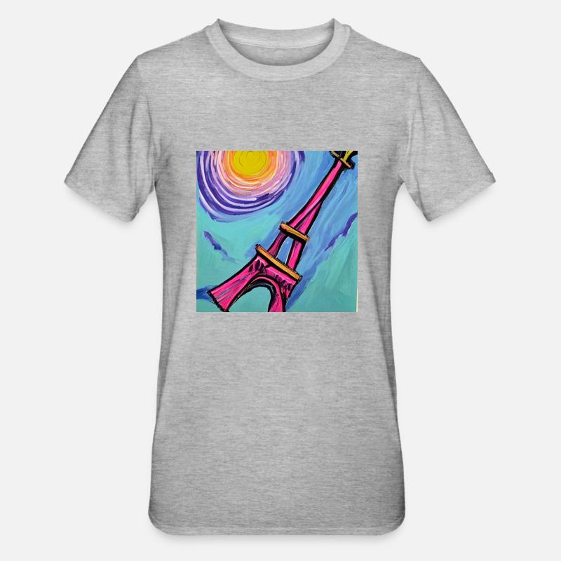 Paris tour Eiffel van gogh - T-shirt polycoton Unisexe - gris chiné