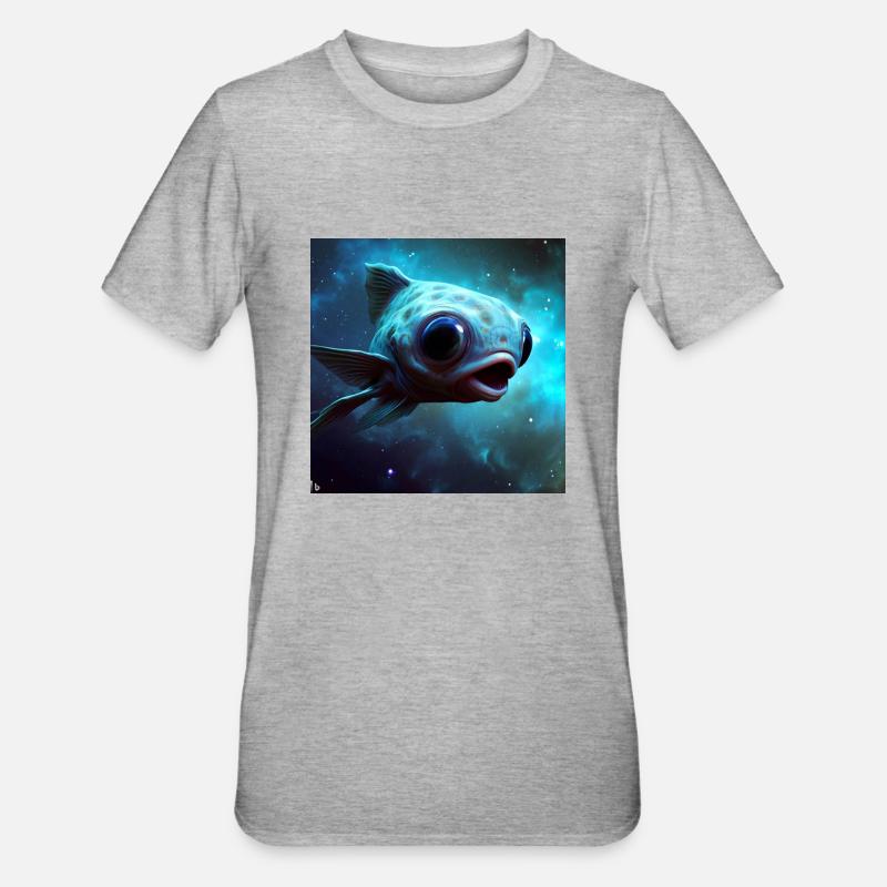 Spacefish artwork by Bruederchen - Unisex Polycotton T-Shirt - Grau meliert