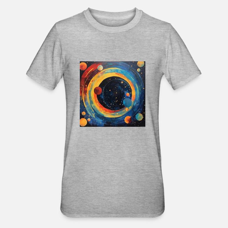 Abstraction circulaire du système solaire - T-shirt polycoton Unisexe - gris chiné