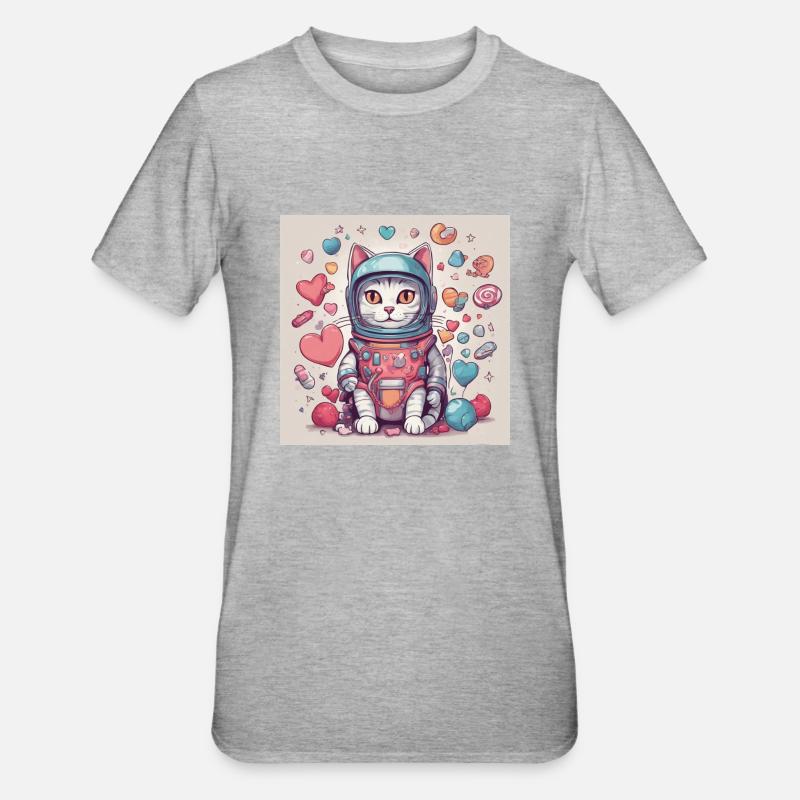 Chat dans l’espace Vol.5 - T-shirt polycoton Unisexe - gris chiné