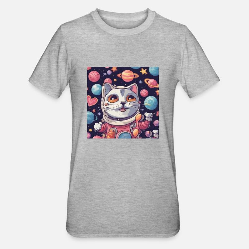 Chat dans l’espace Vol.3 - T-shirt polycoton Unisexe - gris chiné