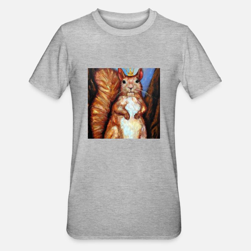 Das königliche Eichhörnchen - Unisex Polycotton T-Shirt - Grau meliert