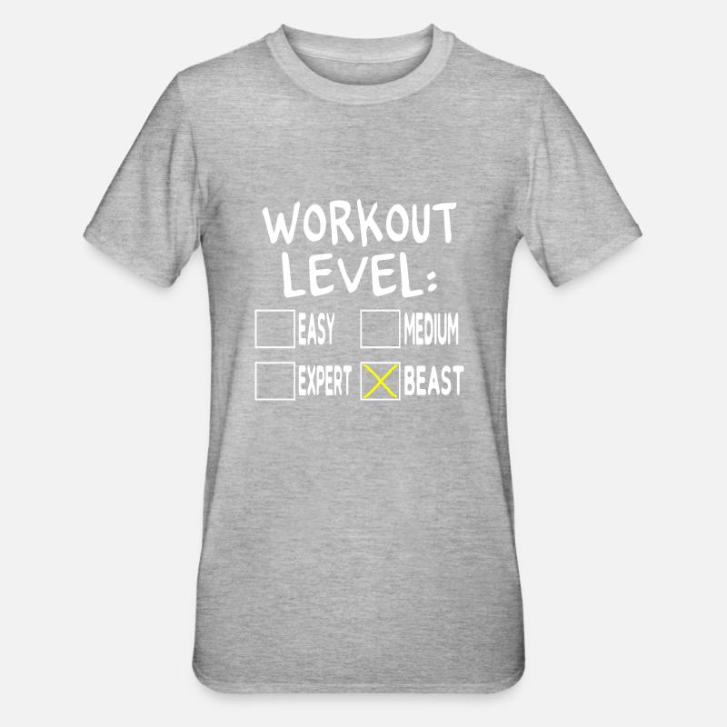 Workout Level - Unisex Polycotton T-Shirt - Grau meliert