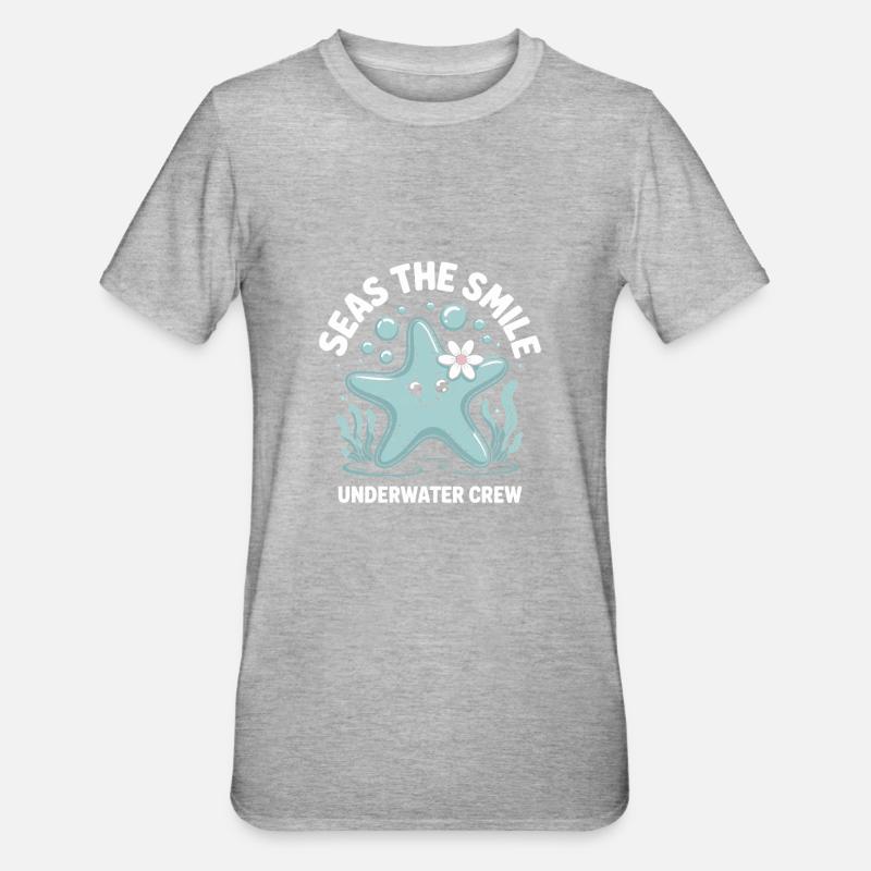 Süßes Seestern Design - Unisex Polycotton T-Shirt - Grau meliert