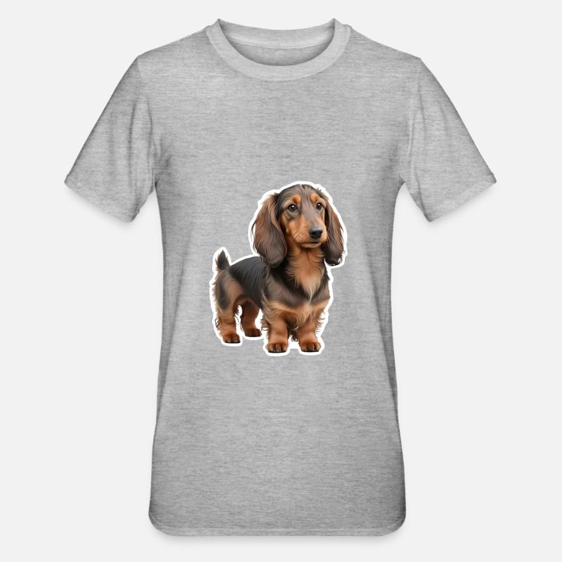 Teckel - T-shirt polycoton Unisexe - gris chiné