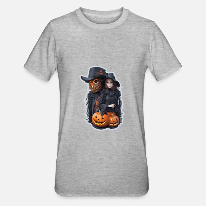 Halloween Vogelscheuche - Unisex Polycotton T-Shirt - Grau meliert