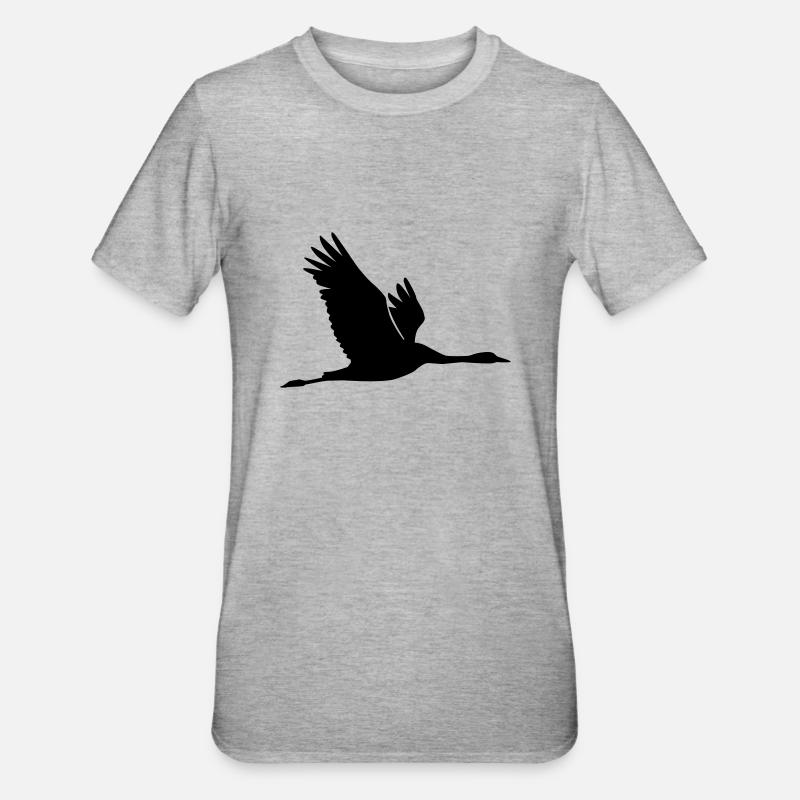 Kranich - Unisex Polycotton T-Shirt - Grau meliert