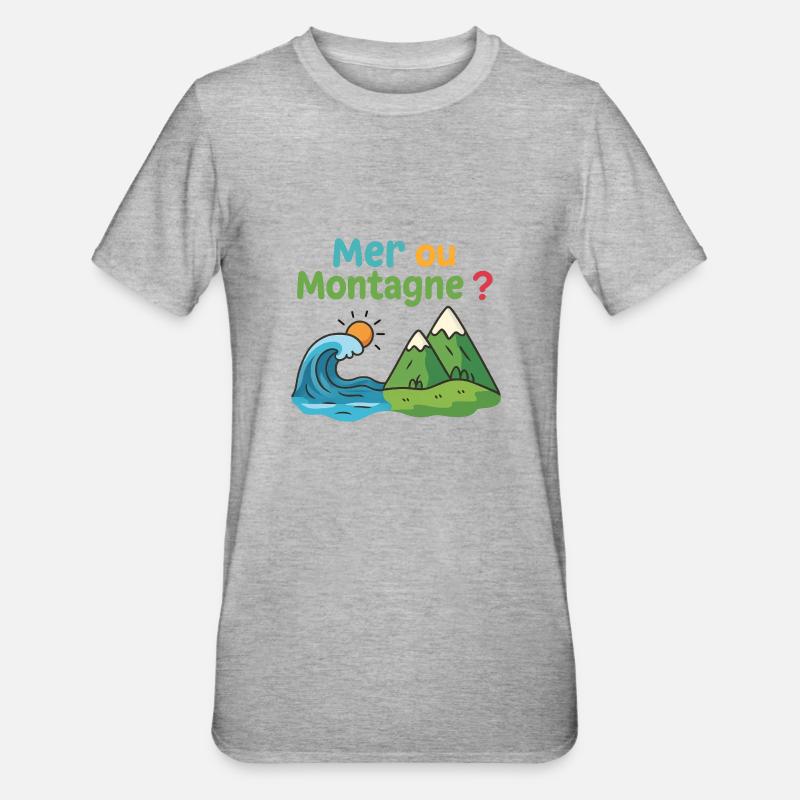 Meer oder Berg - Unisex Polycotton T-Shirt - Grau meliert