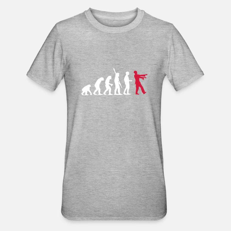 Zombie Evolution (zweifarbig) - Unisex Polycotton T-Shirt - Grau meliert