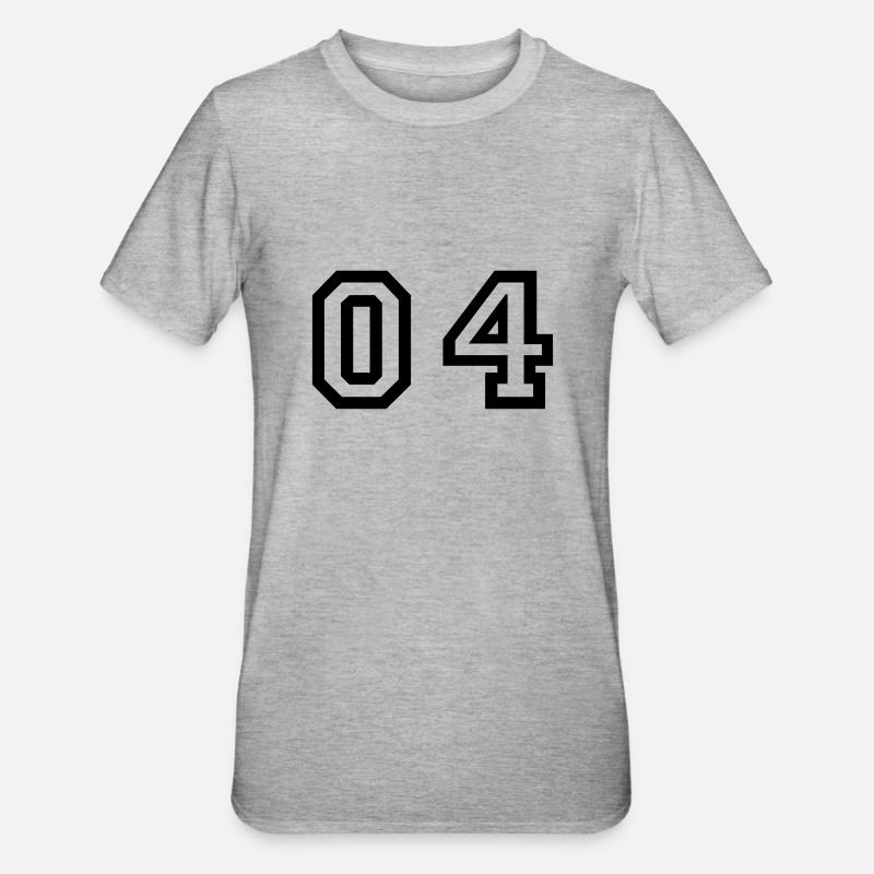 Nummer - 04 - Null vier - Unisex Polycotton T-Shirt - Grau meliert