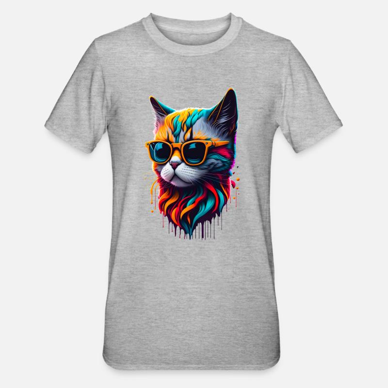 Chat mignon - T-shirt polycoton Unisexe - gris chiné