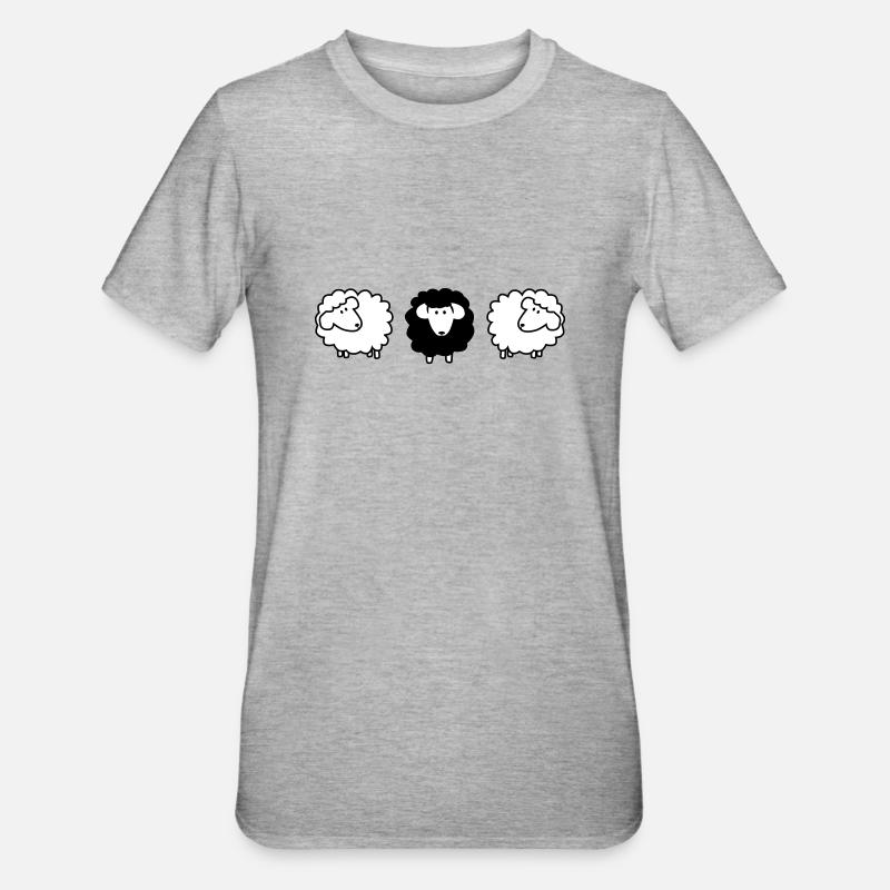 scharzes schaf - Unisex Polycotton T-Shirt - Grau meliert