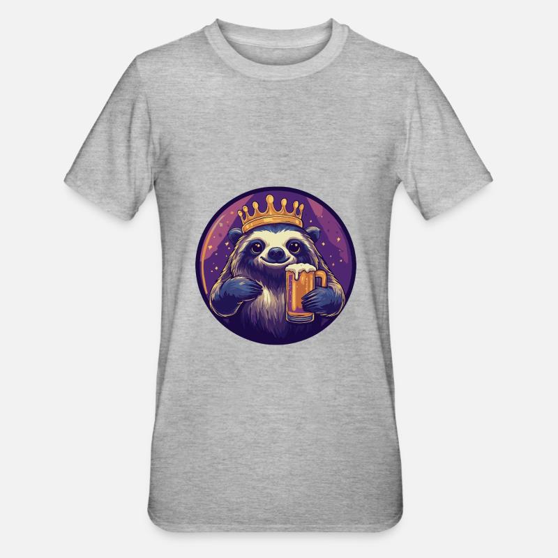 Faultier Bier - Unisex Polycotton T-Shirt - Grau meliert